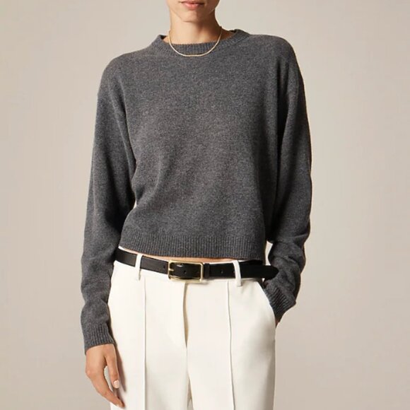 J.Crew Perfect Cashmere Crewneck Sweater Heather Charcoal M Gray EXCELLENT - Picture 1 of 12